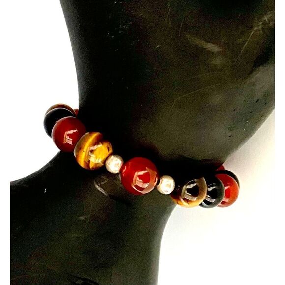 EV# Lovely Polished Stone & Sterling Bracelet - Picture 3 of 6